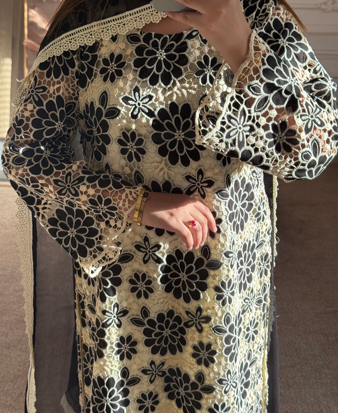 3 pcs Crusia Embroidered Dress - Black Orchid