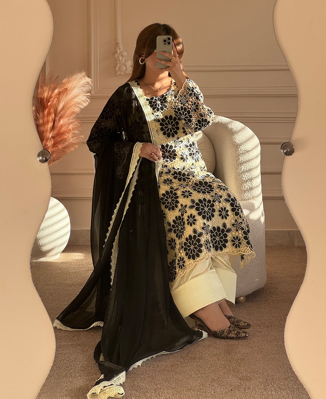 3 pcs Crusia Embroidered Dress - Black Orchid