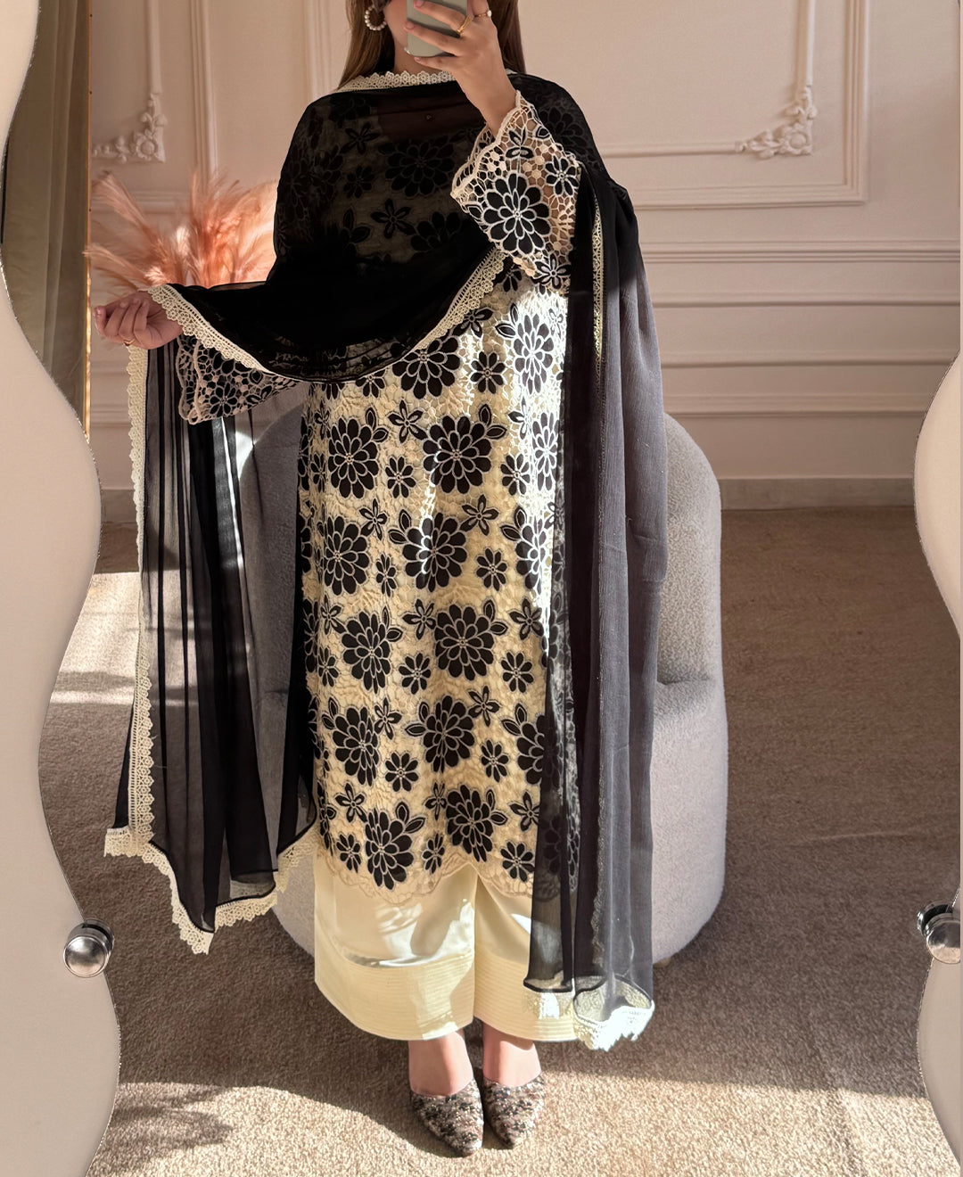 3 pcs Crusia Embroidered Dress - Black Orchid