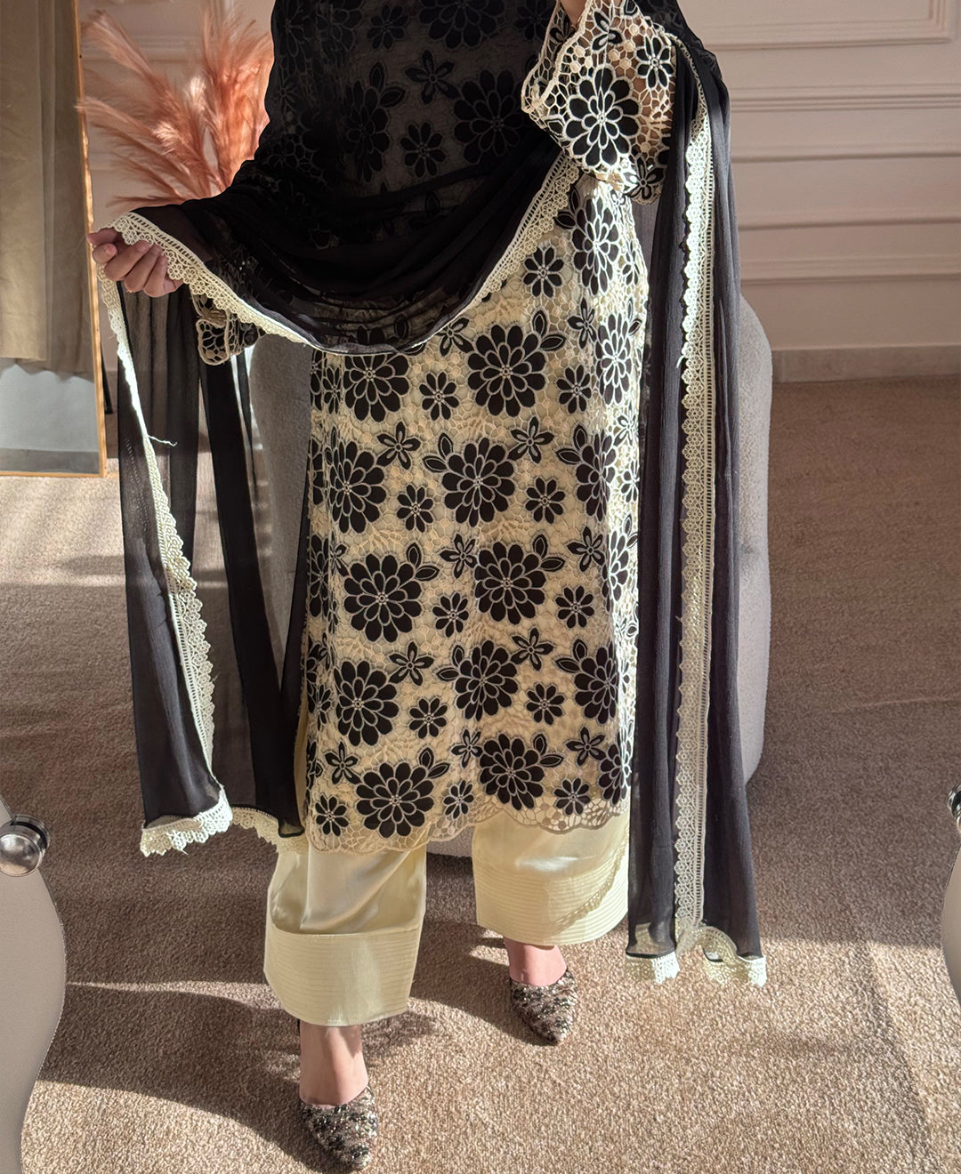 3 pcs Crusia Embroidered Dress - Black Orchid