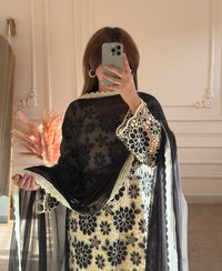 3 pcs Crusia Embroidered Dress - Black Orchid