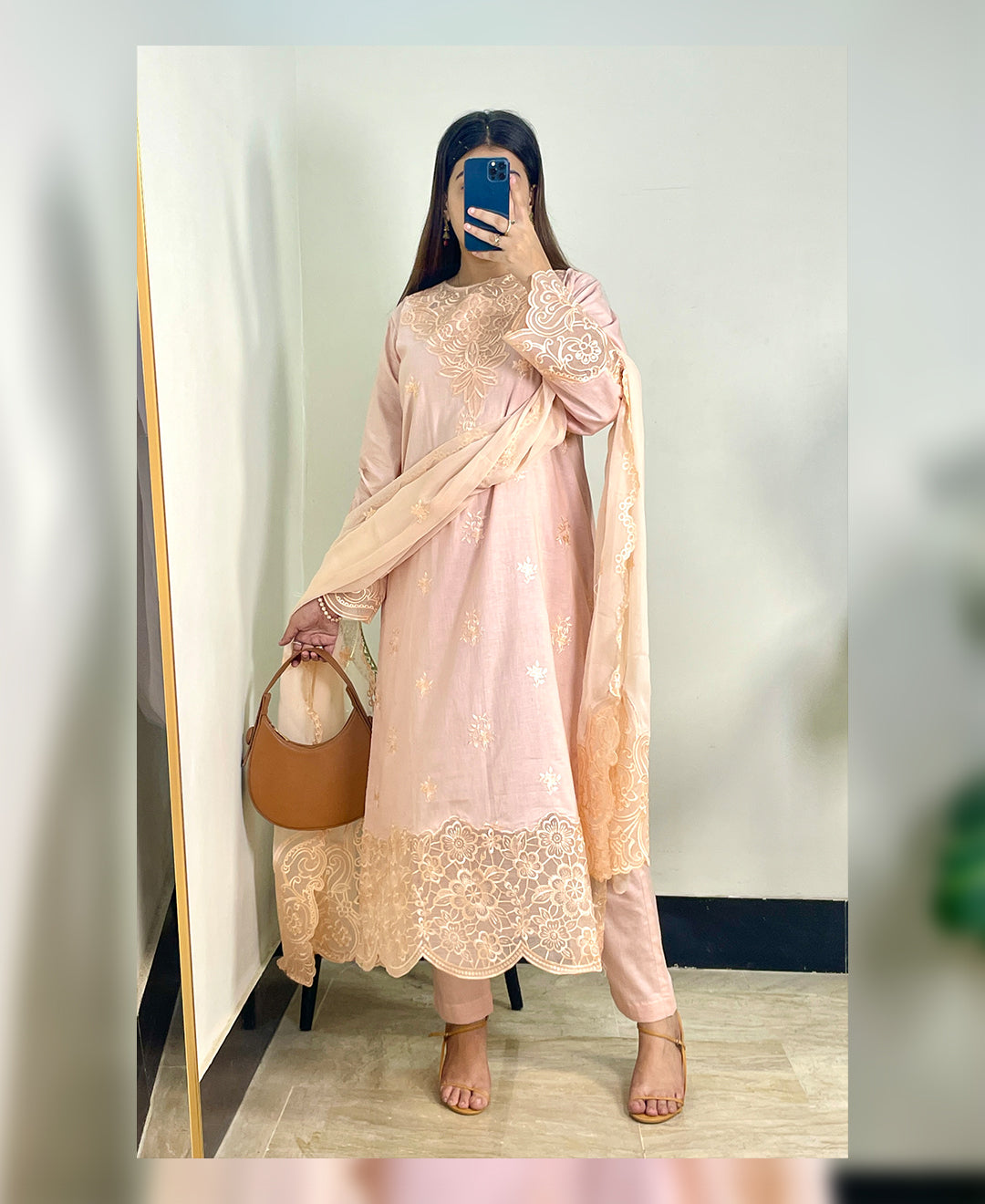 Beige Glaze - 3 Piece Embroidered Cotton Suit