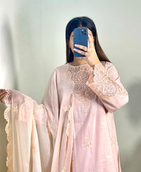 Beige Glaze - 3 Piece Embroidered Cotton Suit