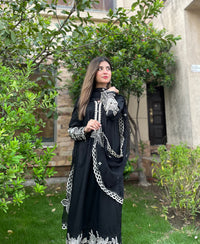 Moonlight Charcoal - 3 Piece Embroidered Cotton Suit