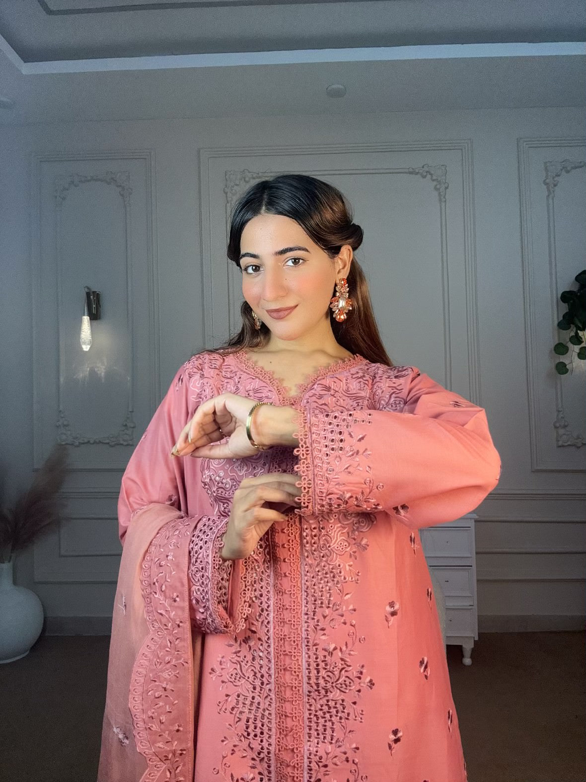 3 pcs Cotton Embroidered Dress - Gul-e-Rose