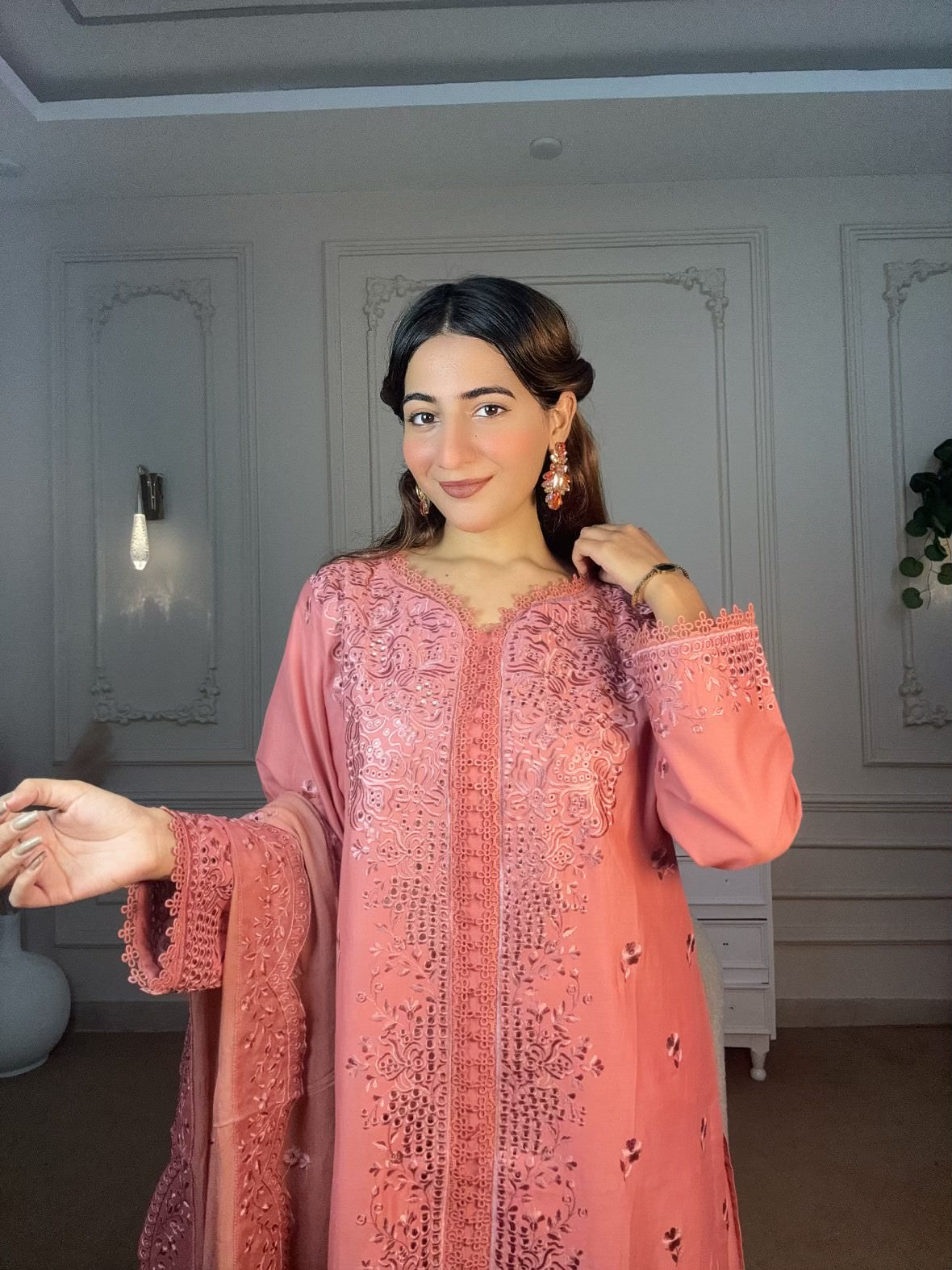 3 pcs Cotton Embroidered Dress - Gul-e-Rose