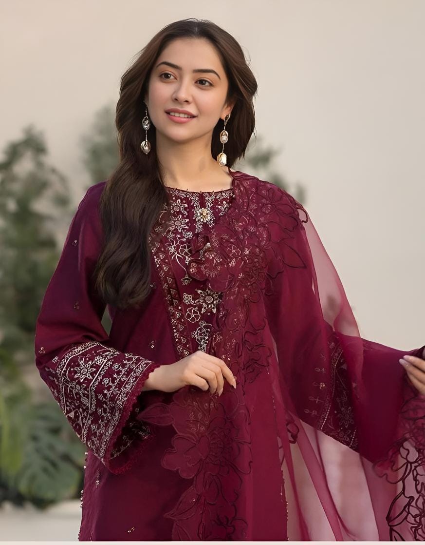Gul-e-Bahar - 3 Piece Embroidered lawn Cotton Suit