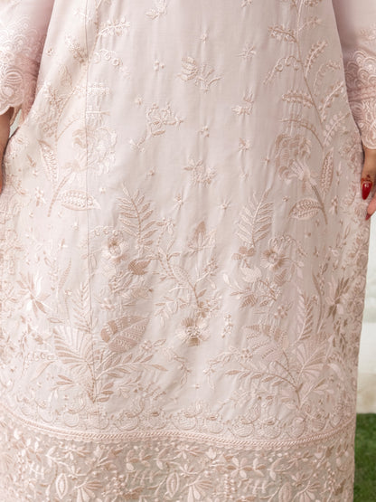 Close-up of embroidered hem on lawn embroidery dress